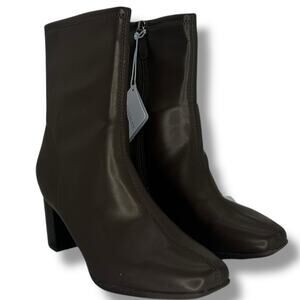 NEW Aerosoles Booties Size 8.5W Wide Dark Brown Faux Leather Mid Calf Boot NWT